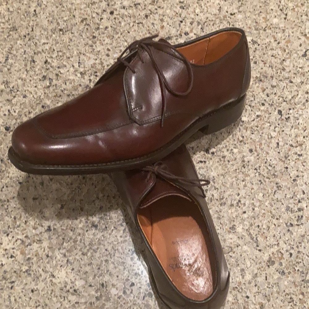 Size 7.5 EEE Allen Edmonds Burton Blucher Shoes Brown Leather - Picture 11 of 11